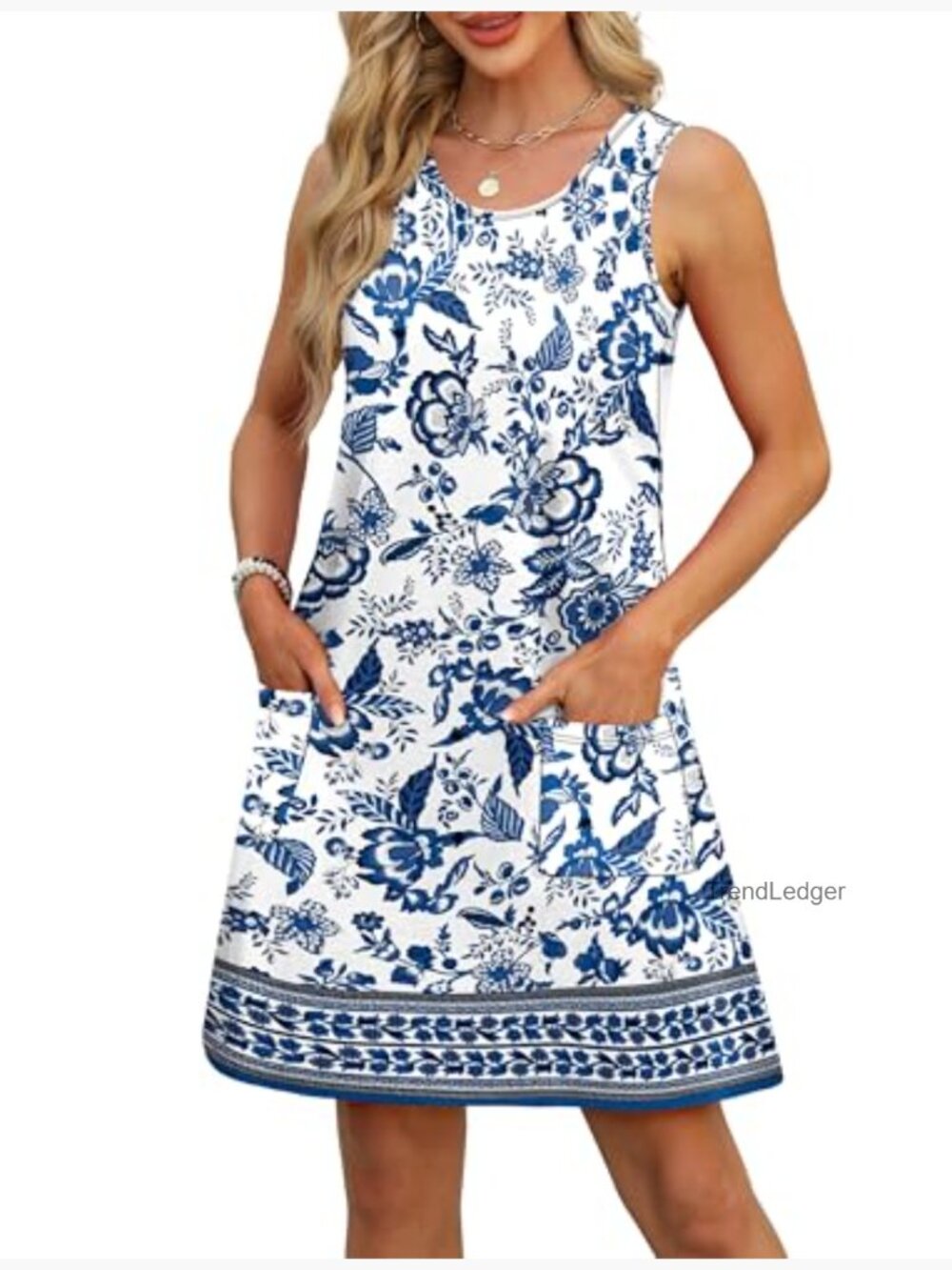 Casual Sundress with Pockets Sleeveless Beach Cover Up - Picture 3 of 7